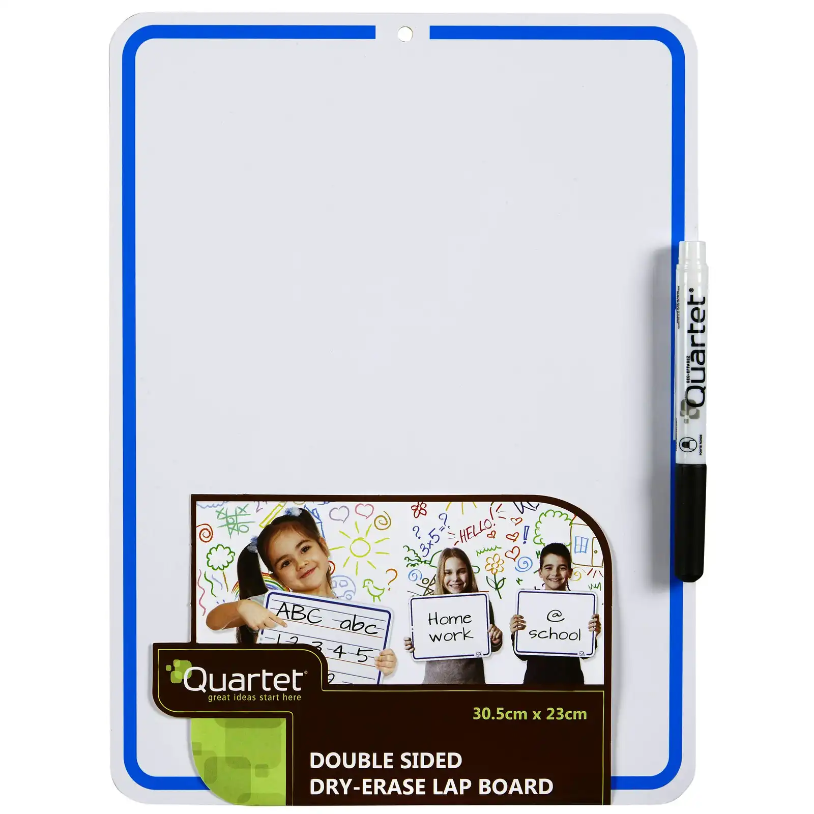 Quartet 2-Sided Non-Magnetic 23x30.5cm Writing/Drawing Lap Board w/ Marker White