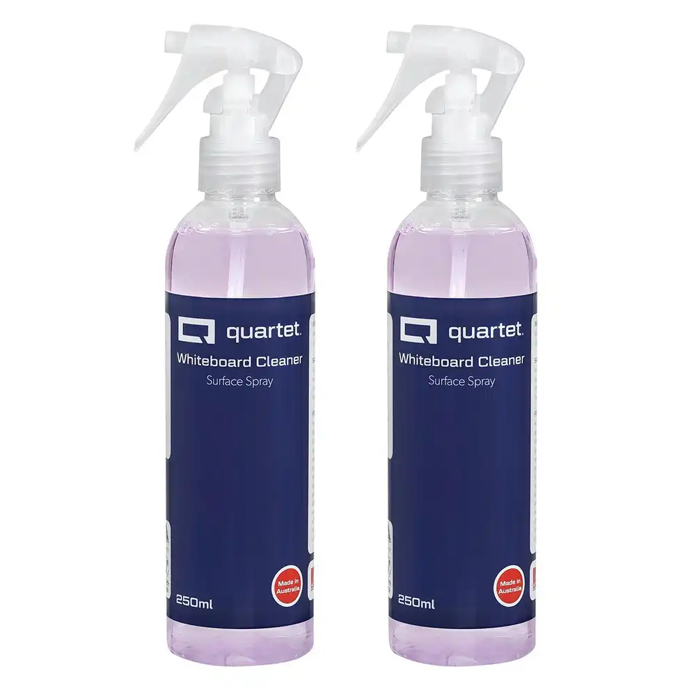 2x Quartet 250ml Surface Cleaner Liquid Spray Ink Remover f/Dry-Erase Whiteboard