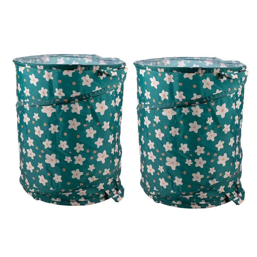 2x Floral Printed 170L Pop Up Garden Nylon Fabric Bag Leave/Debris Storage
