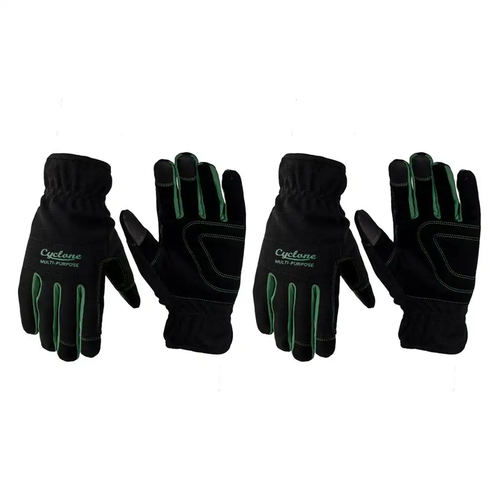 2x Cyclone Size Large Multi-Purpose Gardening Gloves Touch Screen Compatible