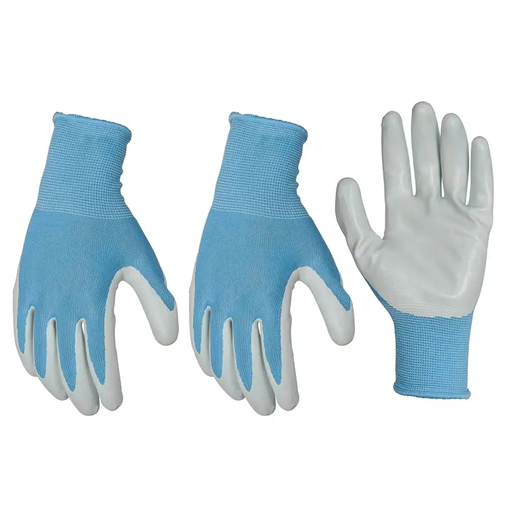 3x Soft Polyester Protective General Gardening Gloves Blue Pastel Unisex Size S