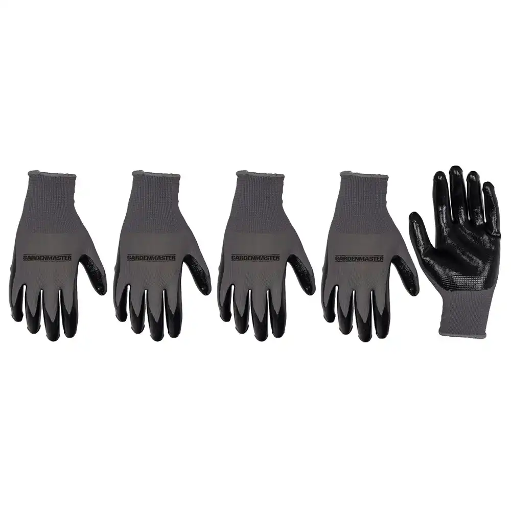 5x Pairs Gardenmaster Nylon Durable Nitrile Dipped Protective Gardening Gloves M