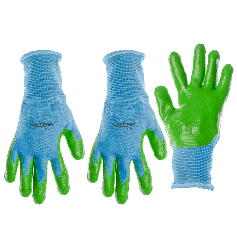 3x Cyclone Kids/Childrens Gardening Gloves Polyester/Dipped Nitrile 3y+ Yellow