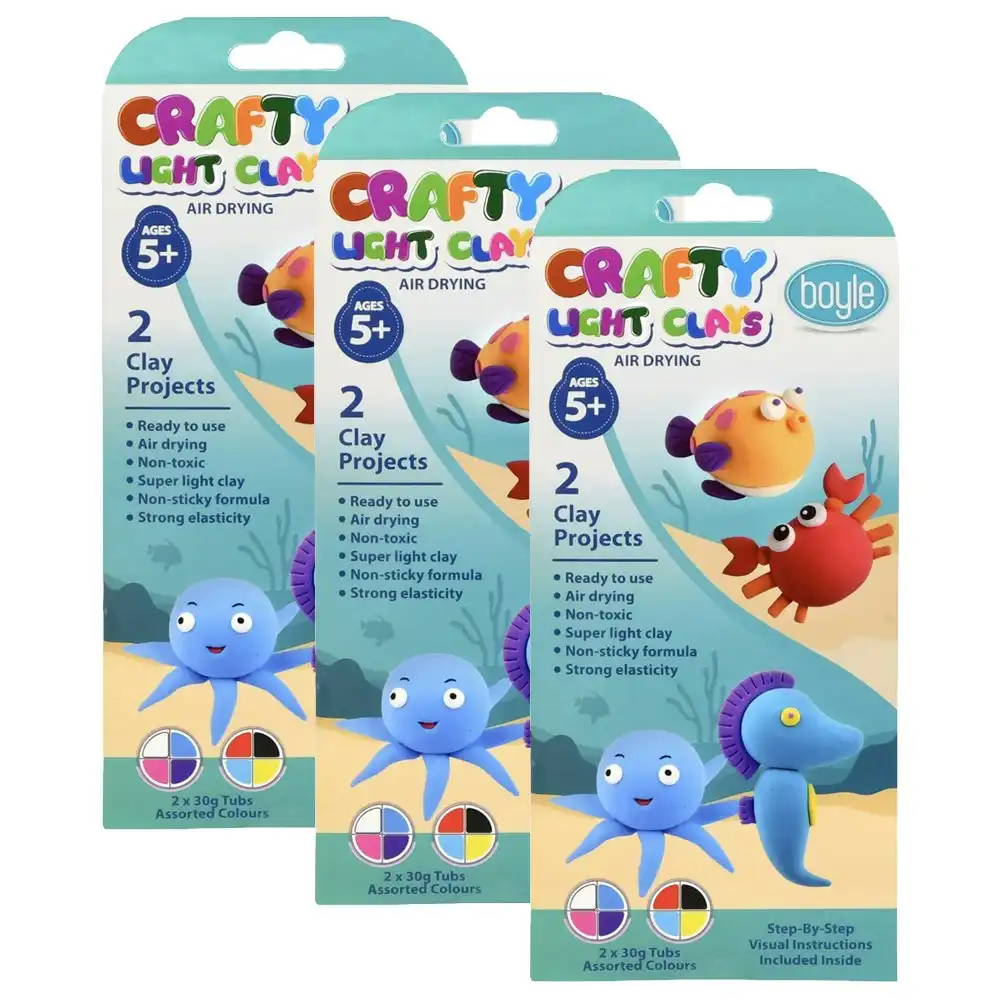 3PK Boyle Crafty Light Modelling Clays Kids DIY Projects Under The Sea 60g 5+