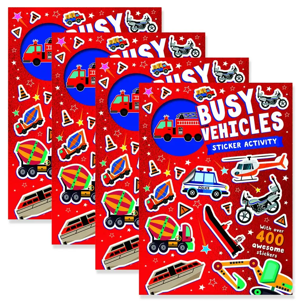 4x Bookoli Funky Stickers Busy Vehicles Kids Activity Book Fun Art/Craft Pad