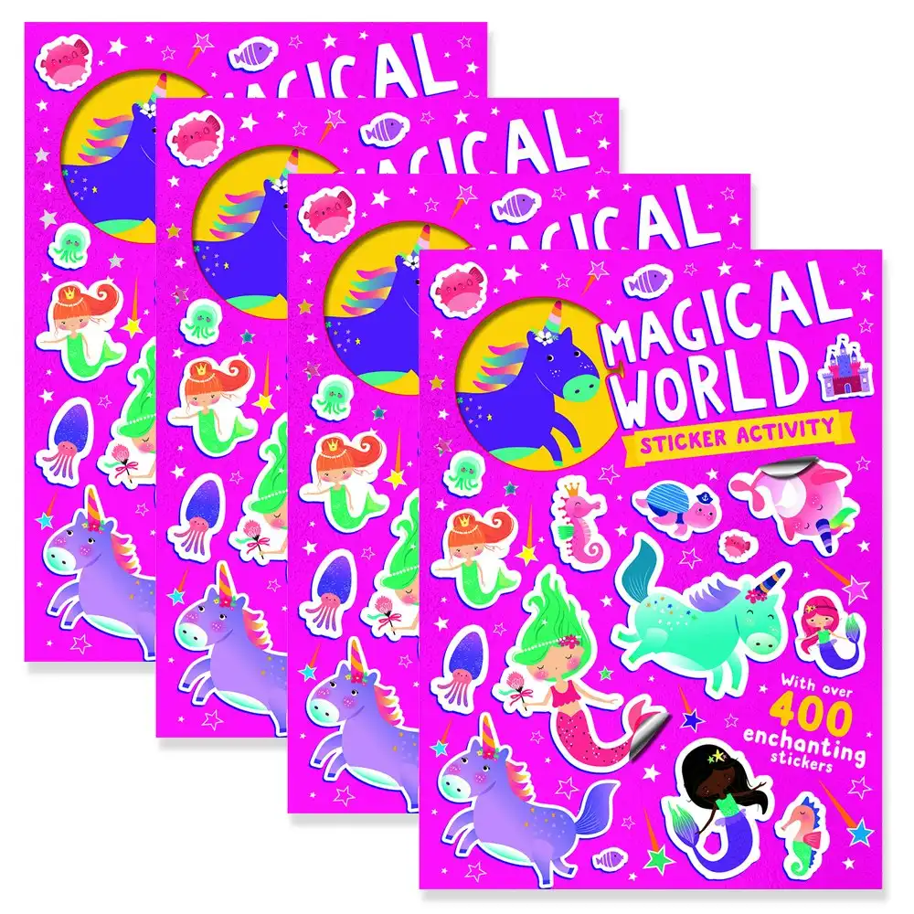 4x Bookoli Funky Stickers Magical World Kids Activity Book Fun Art/Craft Pad