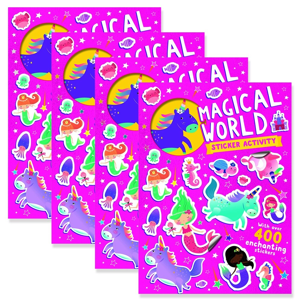 4x Bookoli Funky Stickers Magical World Kids Activity Book Fun Art/Craft Pad