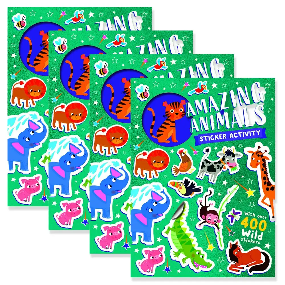4x Bookoli Funky Stickers Amazing Animals Kids Activity Book Art/Craft Pad