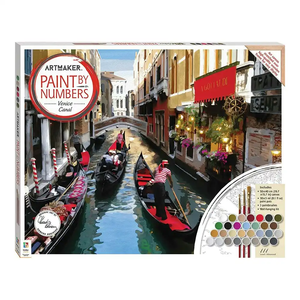 Art Maker Paint by Numbers Canvas Venice Canal Painting Set Activity 14y+