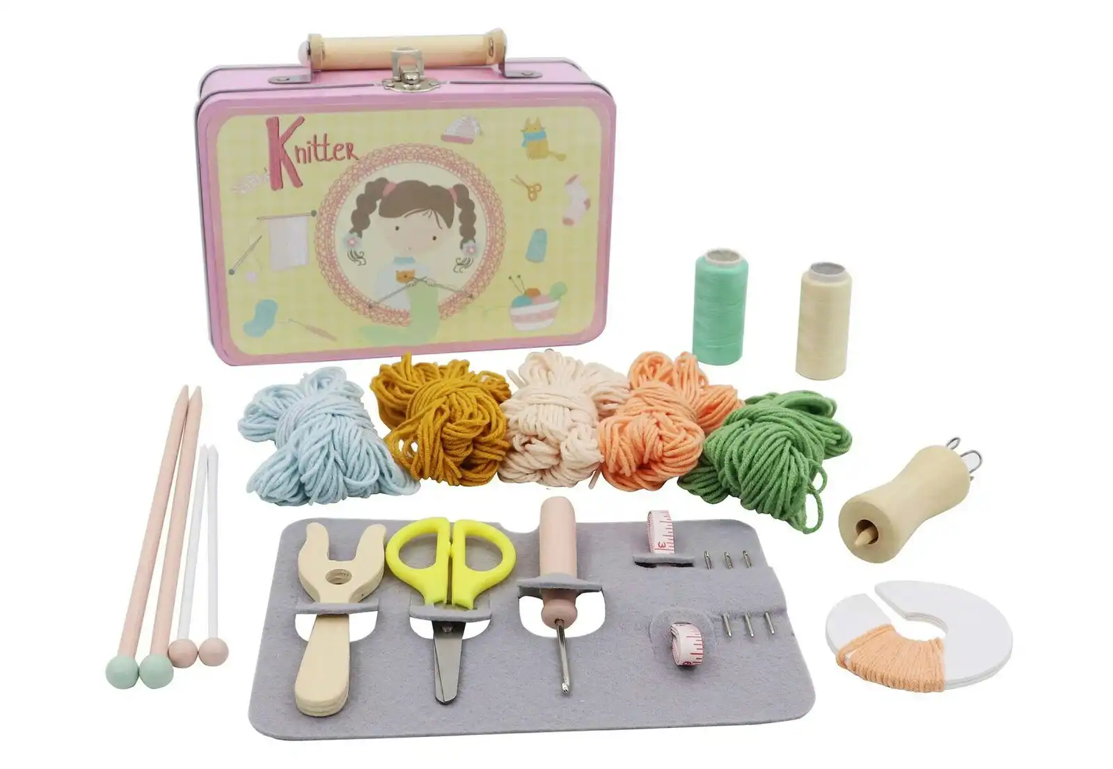 Kaper Kidz Calm & Breezy Knitting Kit In Tin Case Craft Kit For Kids/Children 3+