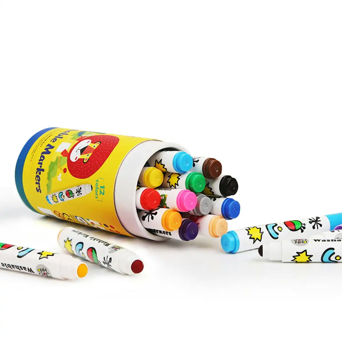 Jarmelo 12-Colour Special Round Tip Washable Marker Kids Art/Craft Drawing 3+