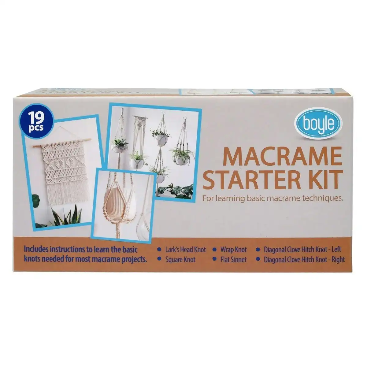 19pc Boyle Macrame Starter Kit DIY Activity Project w/ Wooden Dowels/Rings/Beads