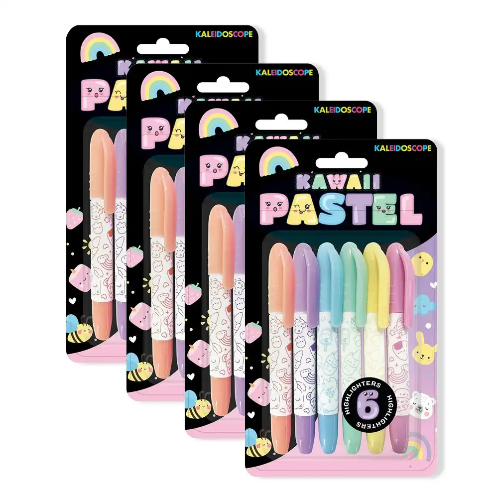 4x Kaleidoscope 6pc Kawaii Pastel Coloured Markers Set Kids Art/Craft Pens