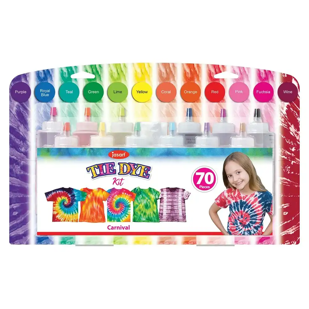 70pc Jasart Tie Dye Carnival Complete Set DIY Art/Craft For T-Shirt/Tote Bags