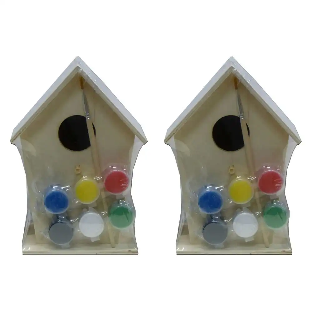 2x Crafty Kits Wooden DIY Birdhouse Paint Kit Kids/Children Art/Craft Home Decor