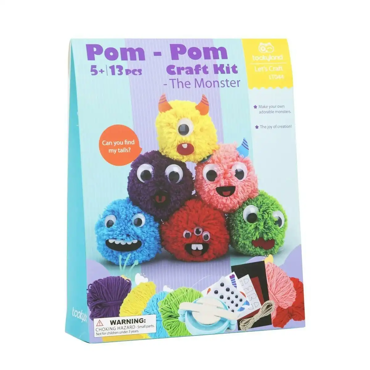 13pc Tookyland Kids Pom-Pom DIY Monster Art/Craft Kit Activity Fun Play Toy 5+