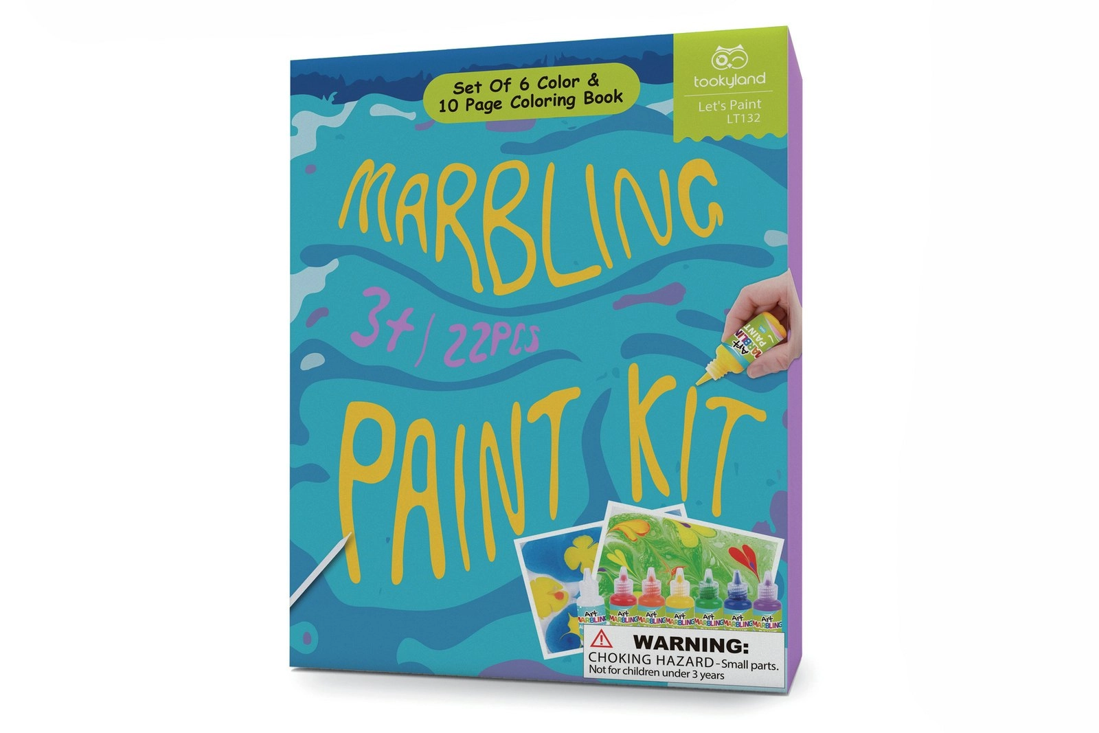 22pc Tookyland Marbling Paint Colours Art/Craft Kit Colouring Book Kids Toy 4+