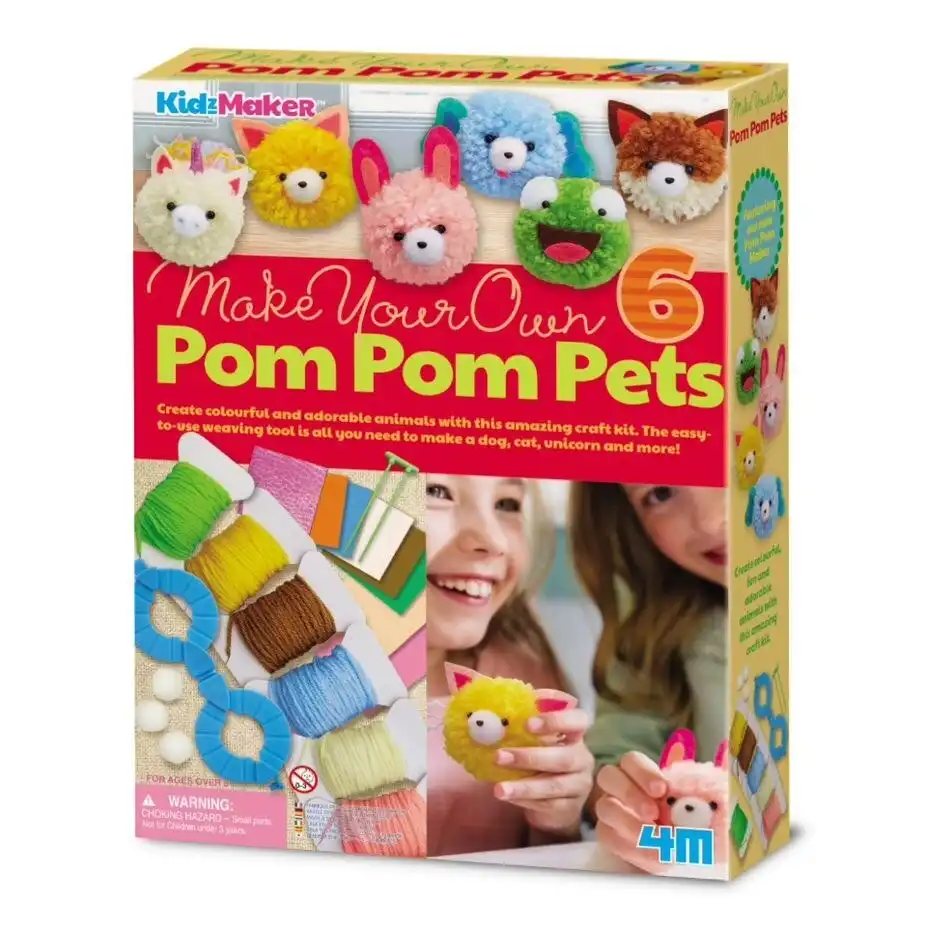 4M KidzMaker Make Your Own Pom Pom Pets Art/Craft Kids Activity DIY Toy 5y+