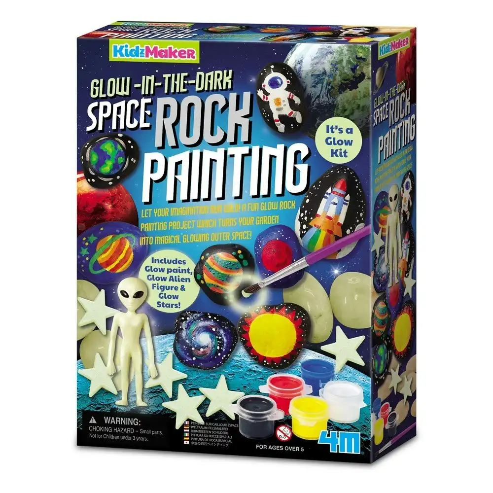 4M KidzMaker Glow in the Dark Space Rock Painting Kids Art/Craft Activity 5y+