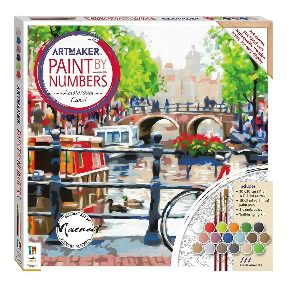 Art Maker Paint by Numbers Canvas Amsterdam Canal Painting Set Activity
