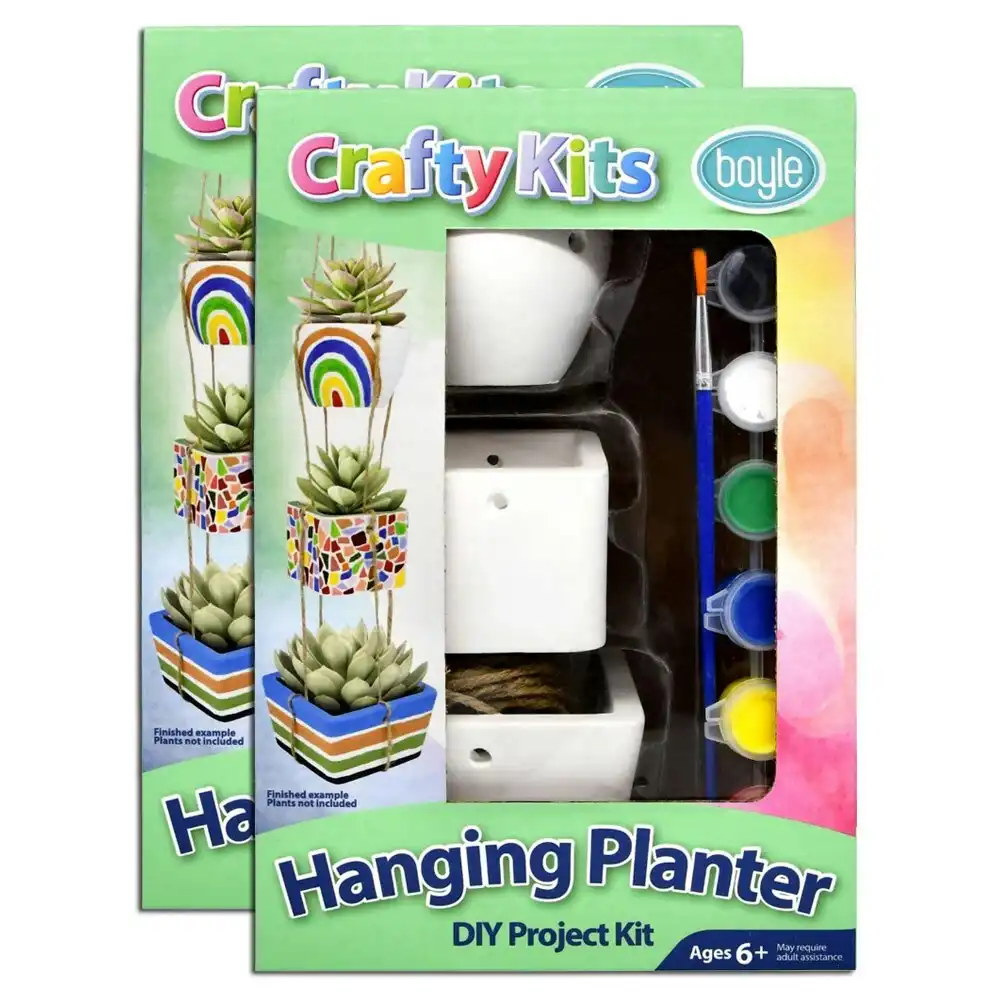 2x Crafty Kits Paint Your Own Hanging Planter Pots Paint Set DIY Art Kids 6y+