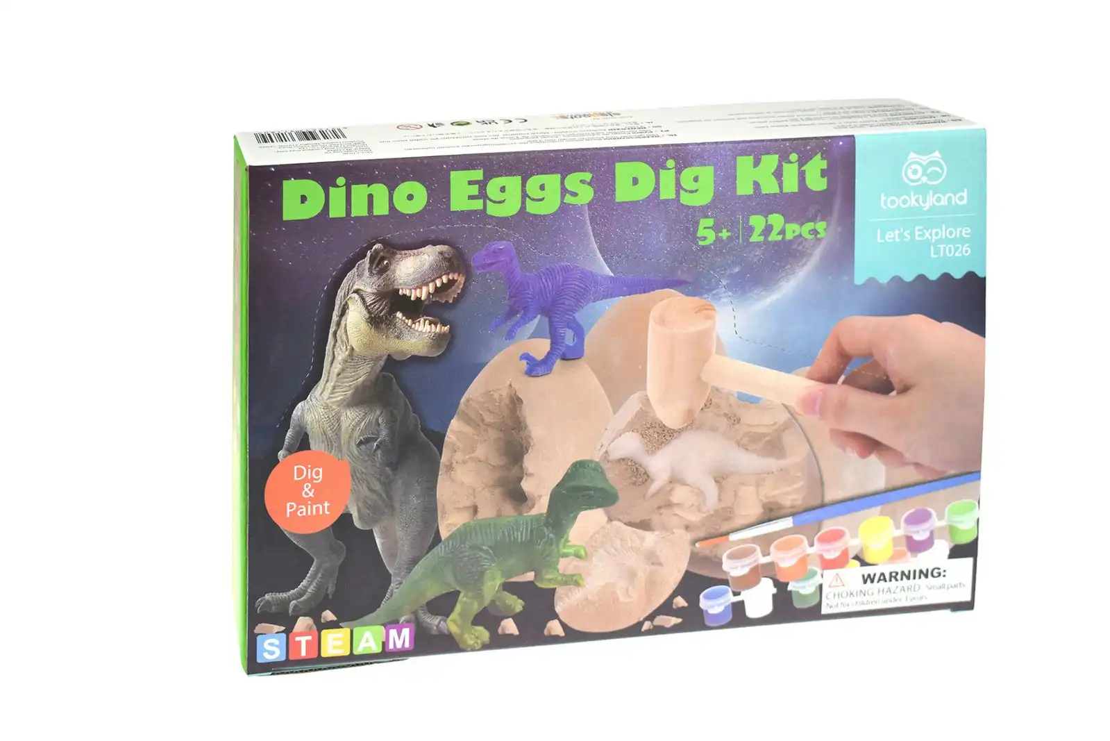 22pc Tookyland Dinosaur Egg Dig Kit Kids Fun Play Activity Painting Craft Toy 5+