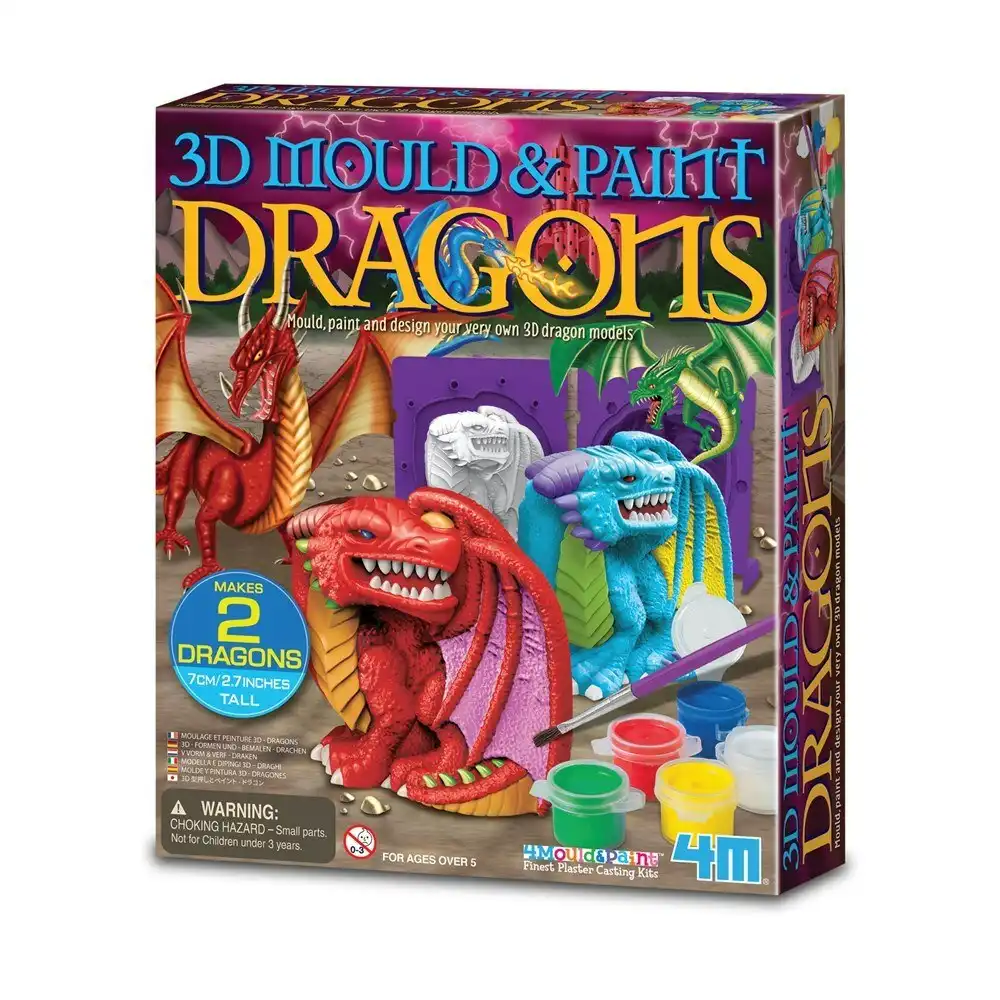 4M 3D Mould & Paint Dragons Creative Art/Craft Kids/Toddler Activity Kit 5y+