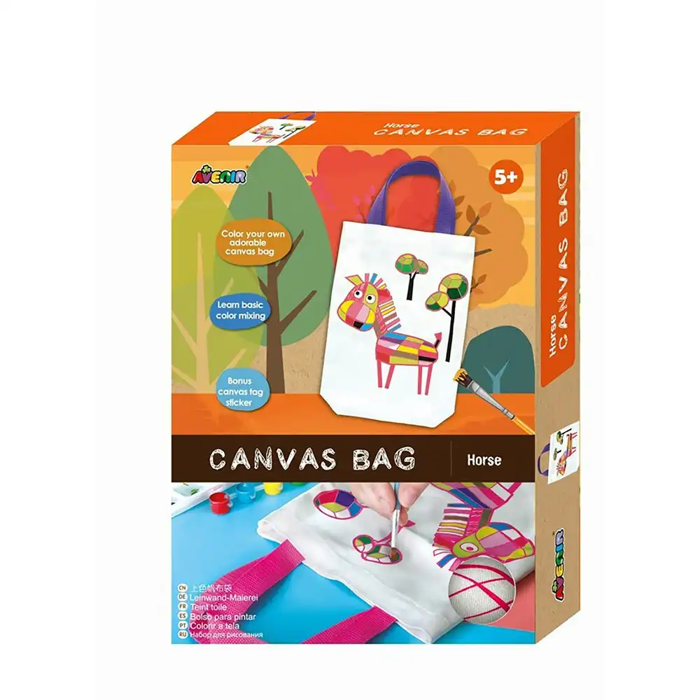 Avenir Canvas Bag Horse Art/Craft Paint Brush Kids/Children Fun Colouring 5y+