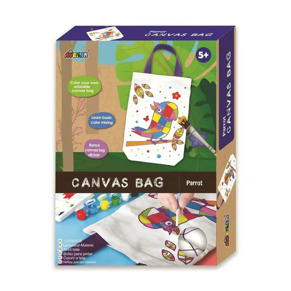 Avenir Canvas Bag Parrot Art/Craft Paint Brush Kids/Children Fun Colouring 5y+