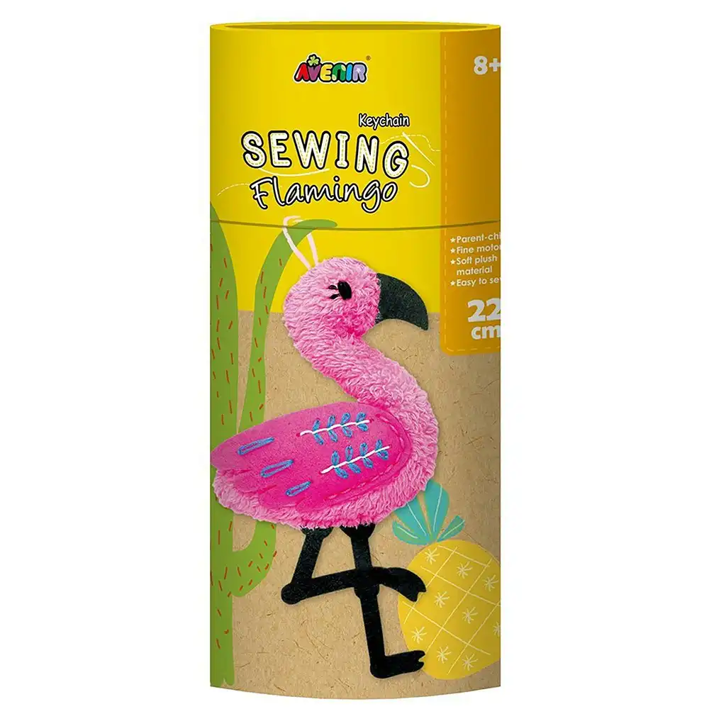 Avenir Sewing Key Chain Flamingo Soft Plush Kids/Children Fun Craft Activity 8y+