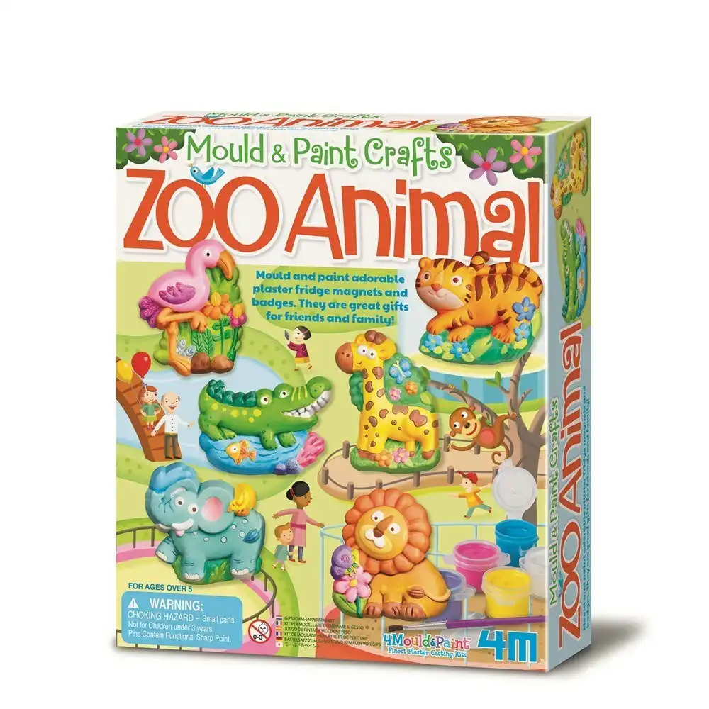 4M Mould & Paint Zoo Animal Magnet/Badges Kids/Child Art Painting Activity 5y+
