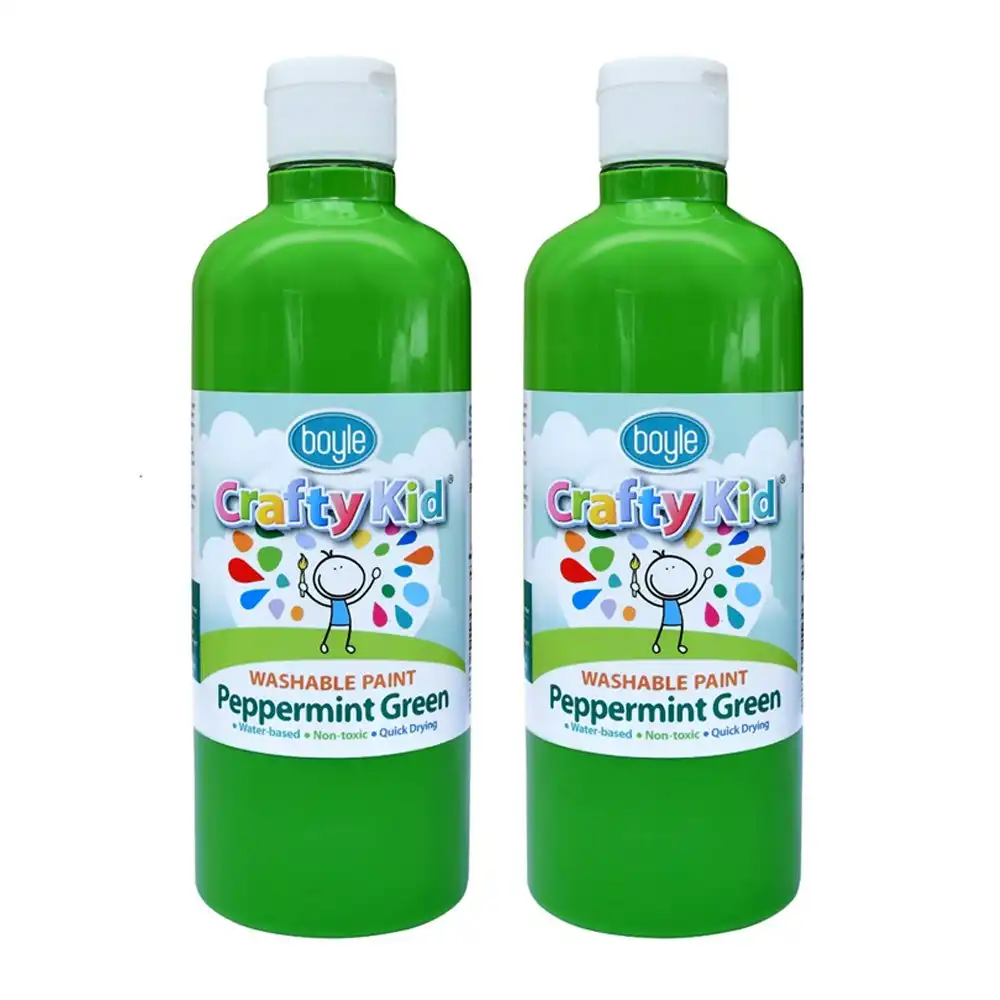 2x Boyle Crafty Kids 500ml Washable Non-Toxic Arts Colour Paint Peppermint Green