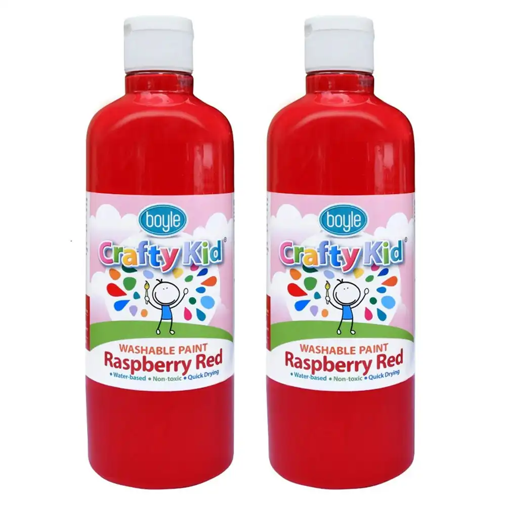 2x Boyle Crafty Kids 500ml Washable Non-Toxic Arts Colour Paint Raspberry Red