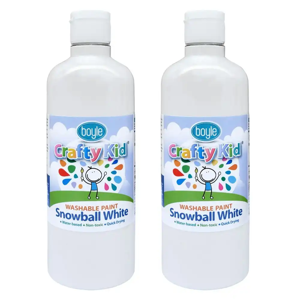 2x Boyle Crafty Kids 500ml Washable Non-Toxic Art Colour Paint Snowball White