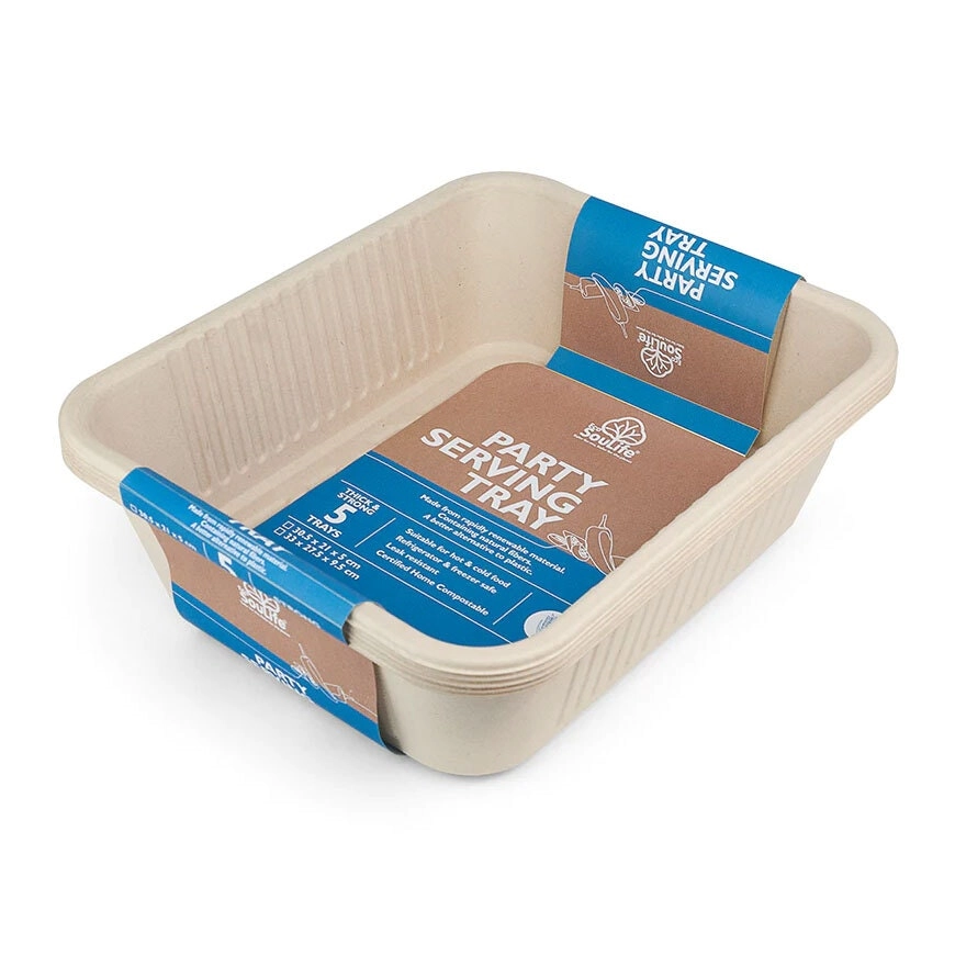 5pc Eco Soulife Harvest Compostable Large Party Serving Tray Set 32.5x27x7cm