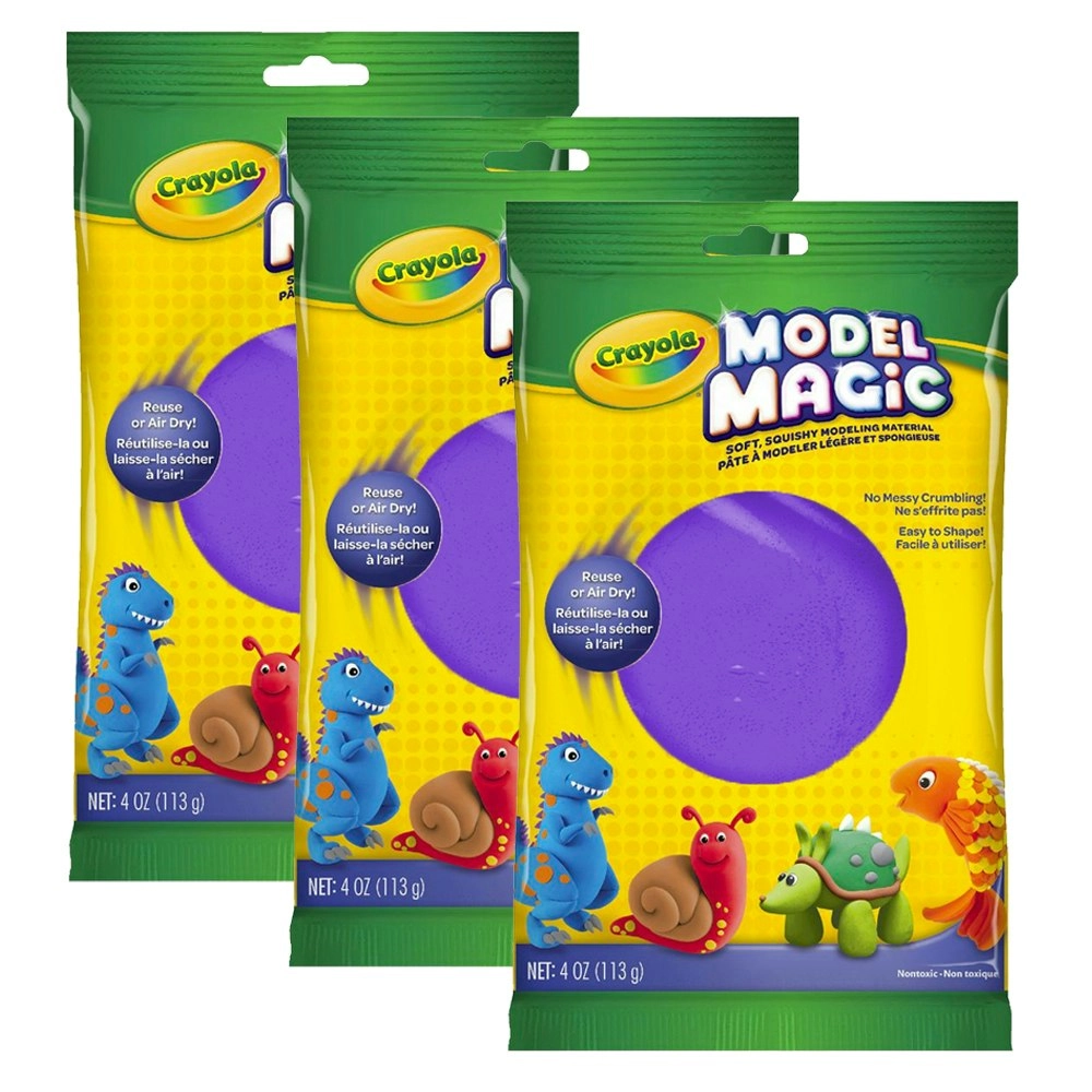 3x Crayola Childrens Creative Model Magic Squishy Material 113gms Purple 36m+