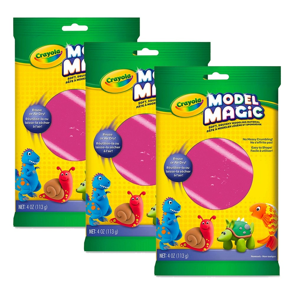 3x Crayola Kids/Childrens Model Magic Squishy Material 113gms Raspberry 36m+