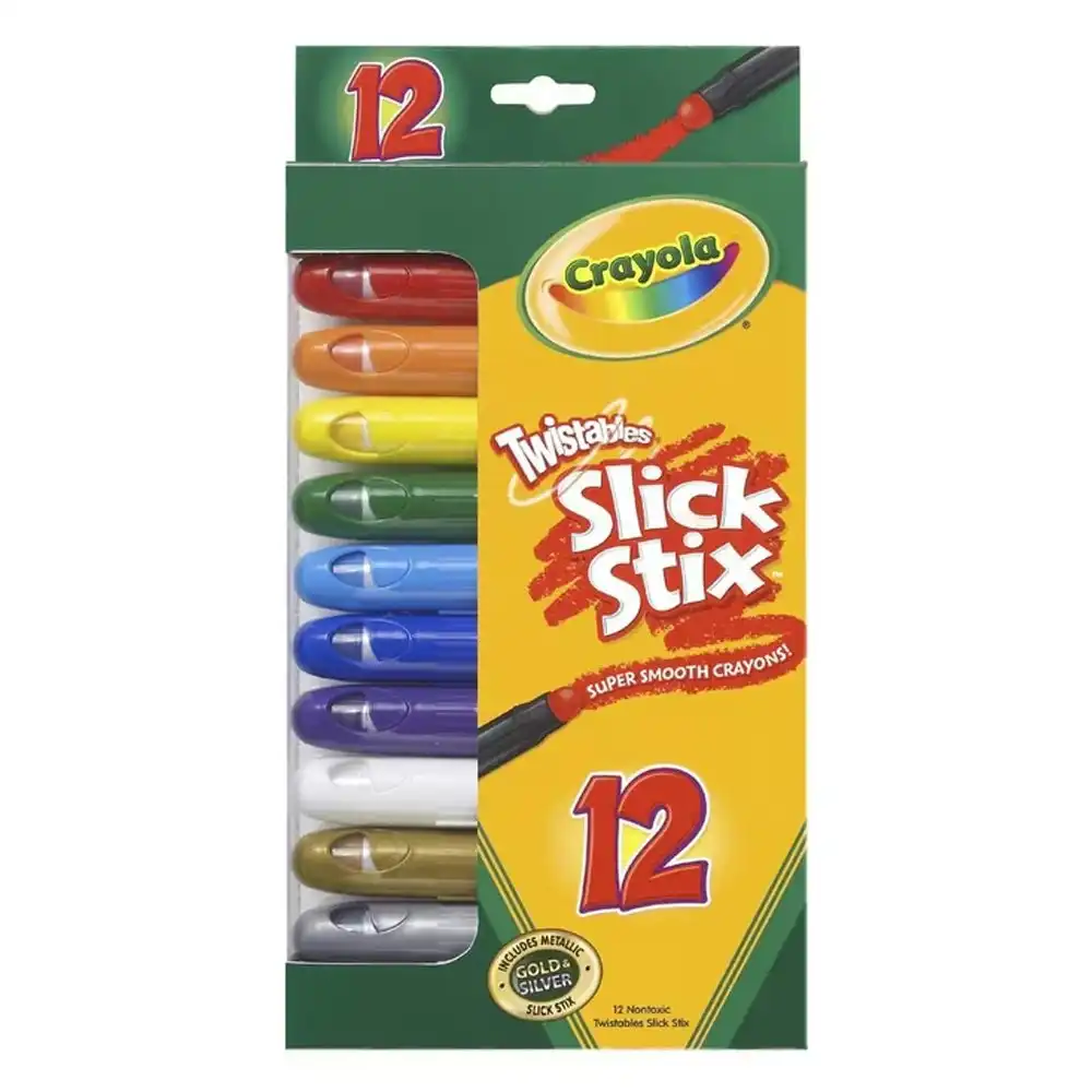 12pc Crayola Twistables Slick Stix Gel Kids Art/Craft Colouring/Drawing Crayons