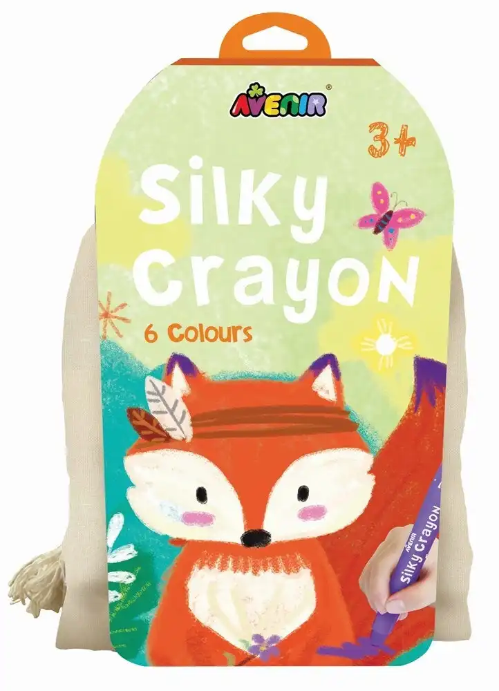 6pc Avenir Fox Silky Colouring Crayons Washable Art/Craft w/ Canvas Bag Kids 3y+