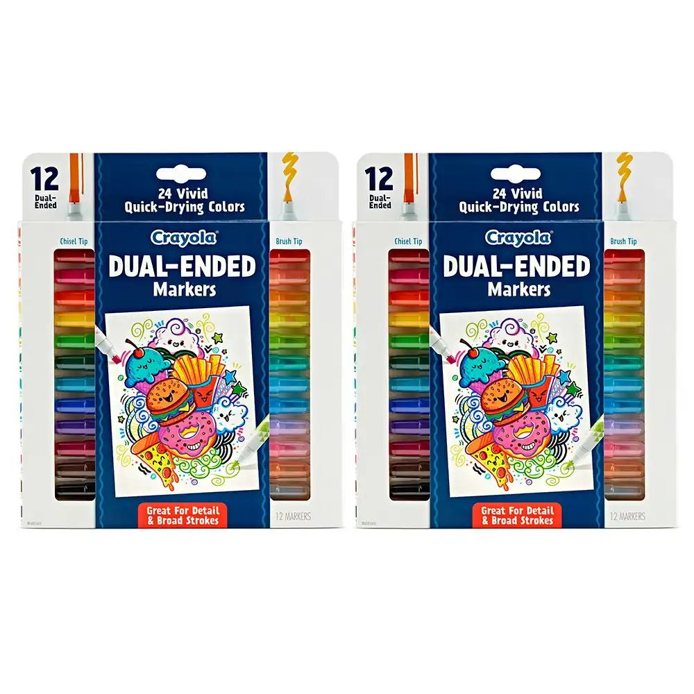 24pc Crayola Kids/Childrens Craft Creative Dual Ended Colouring Markers 96m+