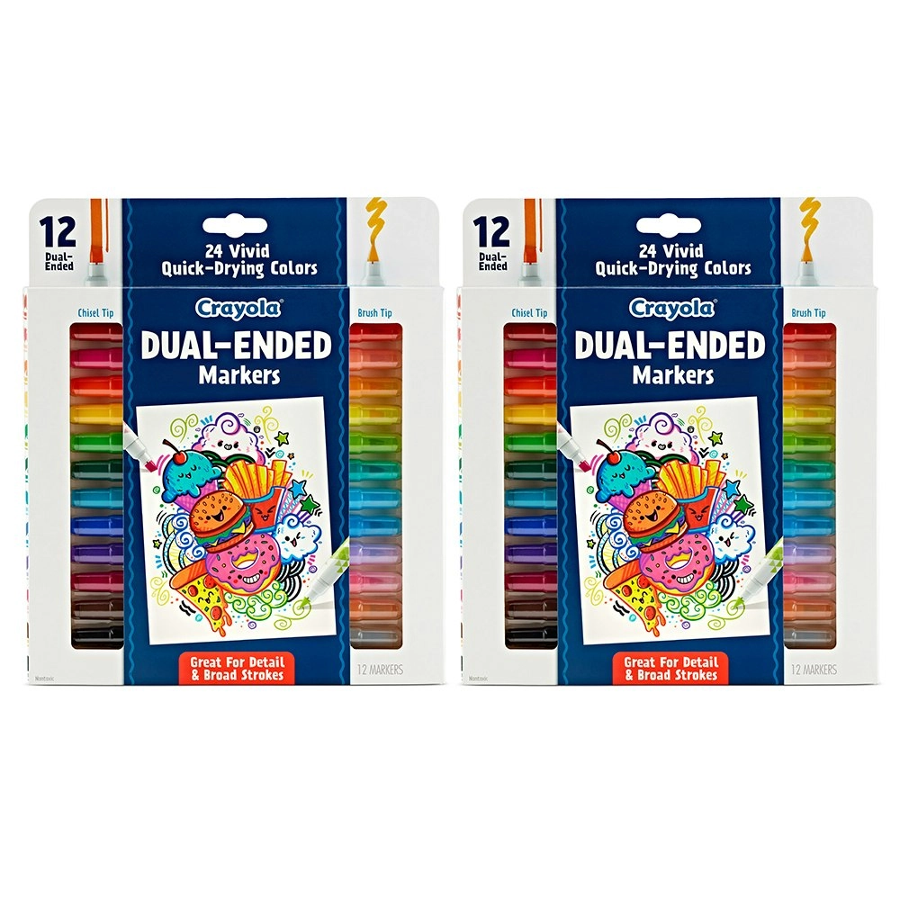 24pc Crayola Kids/Childrens Craft Creative Dual Ended Colouring Markers 96m+