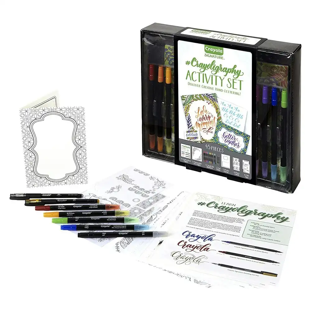 45pc Crayola Kids/Childrens Creative Signature Crayoligraphy Lettering Kit