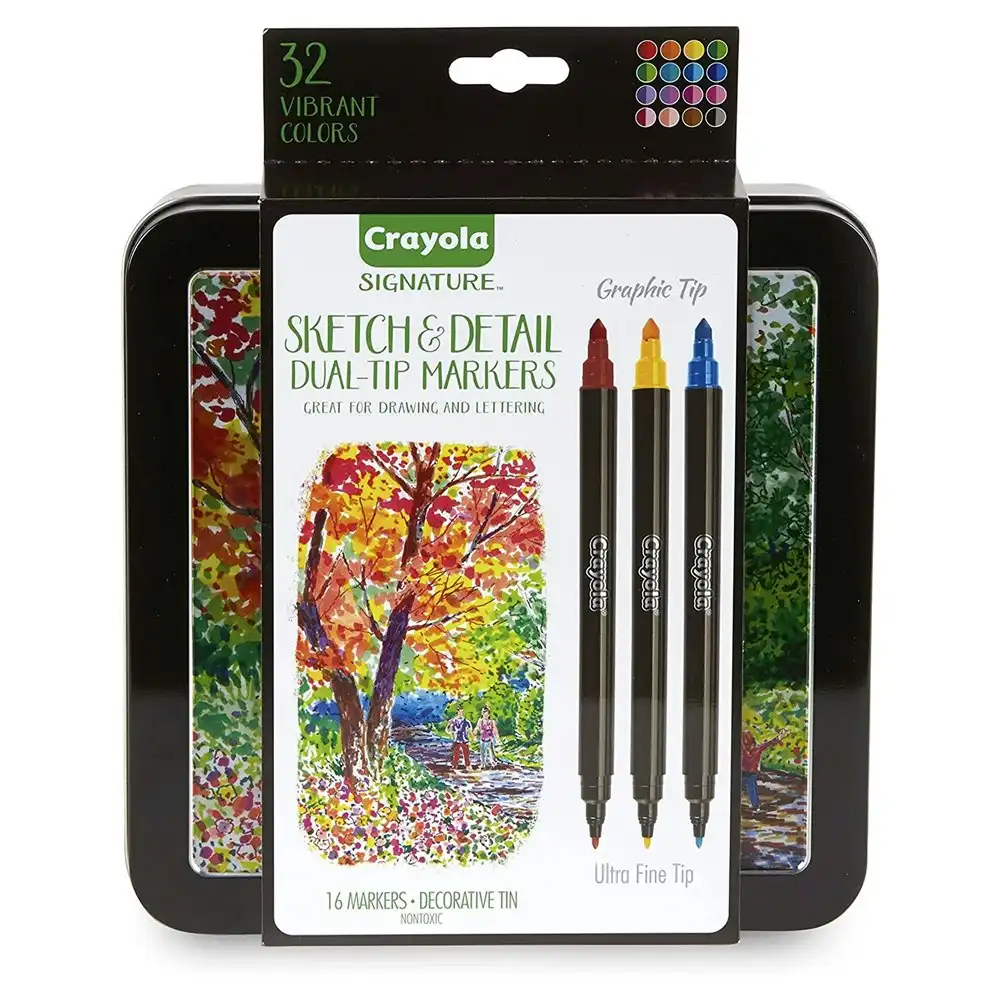 Crayola Kids/Childrens Creative Signature Sketch & Detail Colouring Markers 6y+