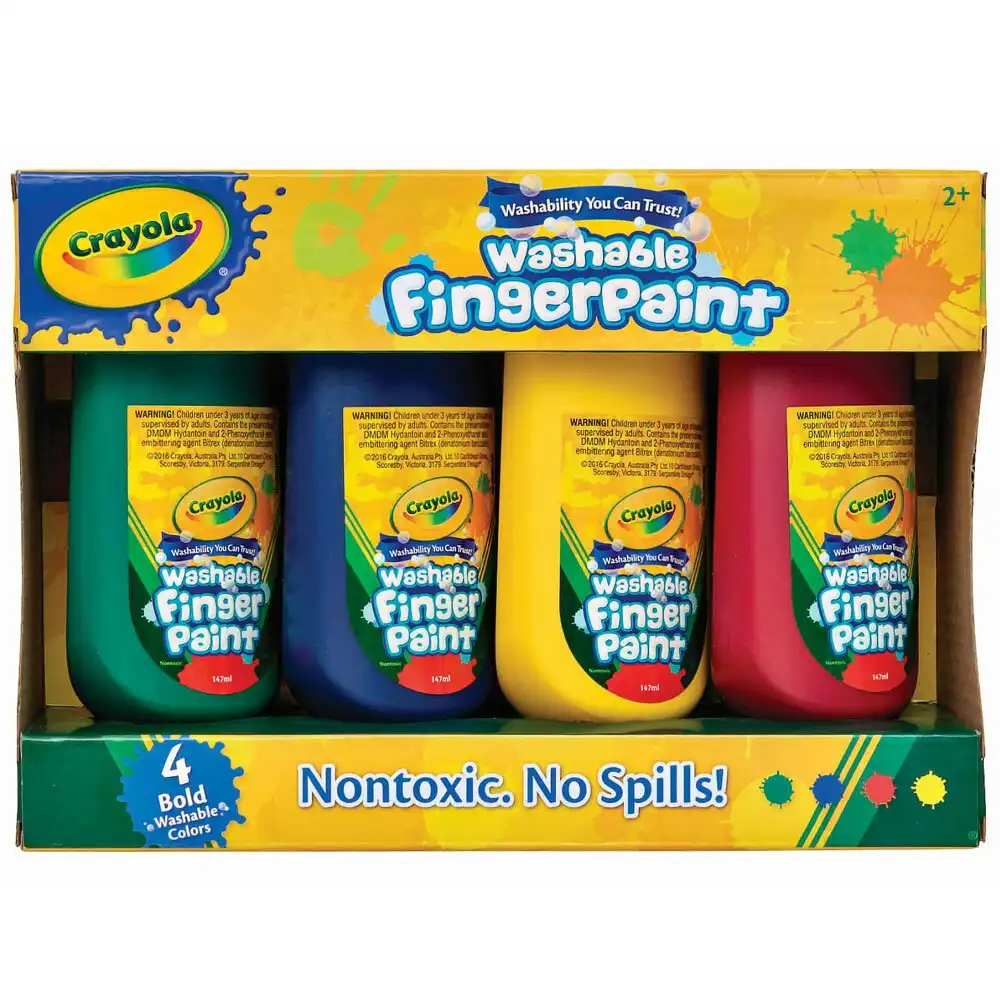 4pc Crayola Washable Fingerpaints Set Non-Toxic Water Based Art Craft Kids 2y+