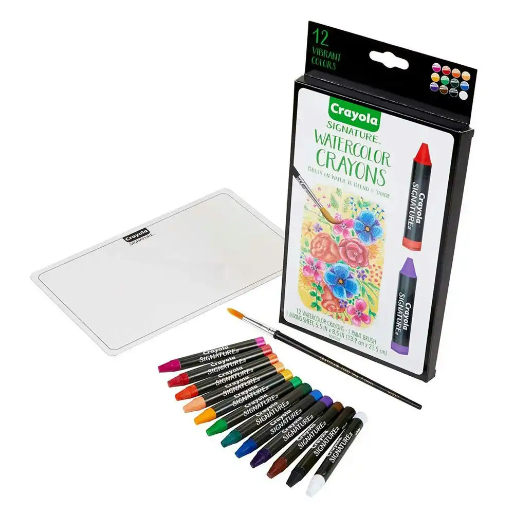 12pc Crayola Signature Non-Toxic Premium Watercolor Crayons w/ Brush For 14+