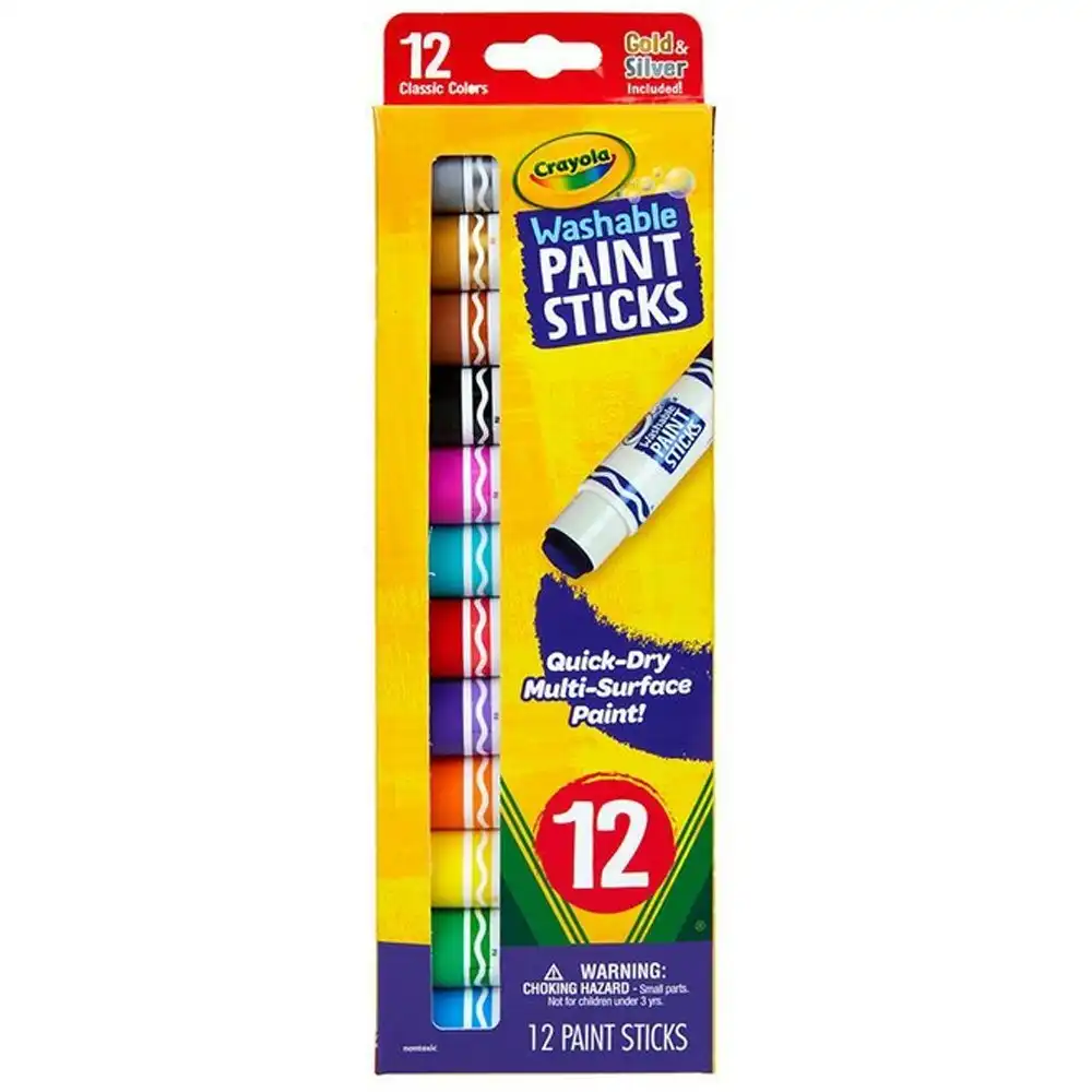 12pc Crayola Washable Paint Colour Drawing Sticks Kids/Children Art/Craft Set 6+