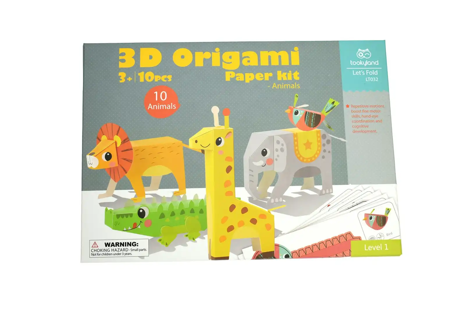 10pc Tookyland 3D Origami Paper Model Animals Craft Activity Kit Kids Toy 3+