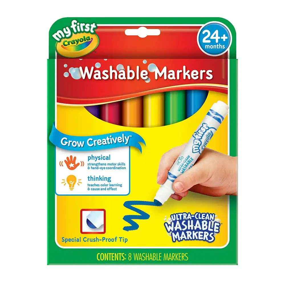 8pc Crayola Washable Kids/Childrens Art Creative My First Colouring Markers Set