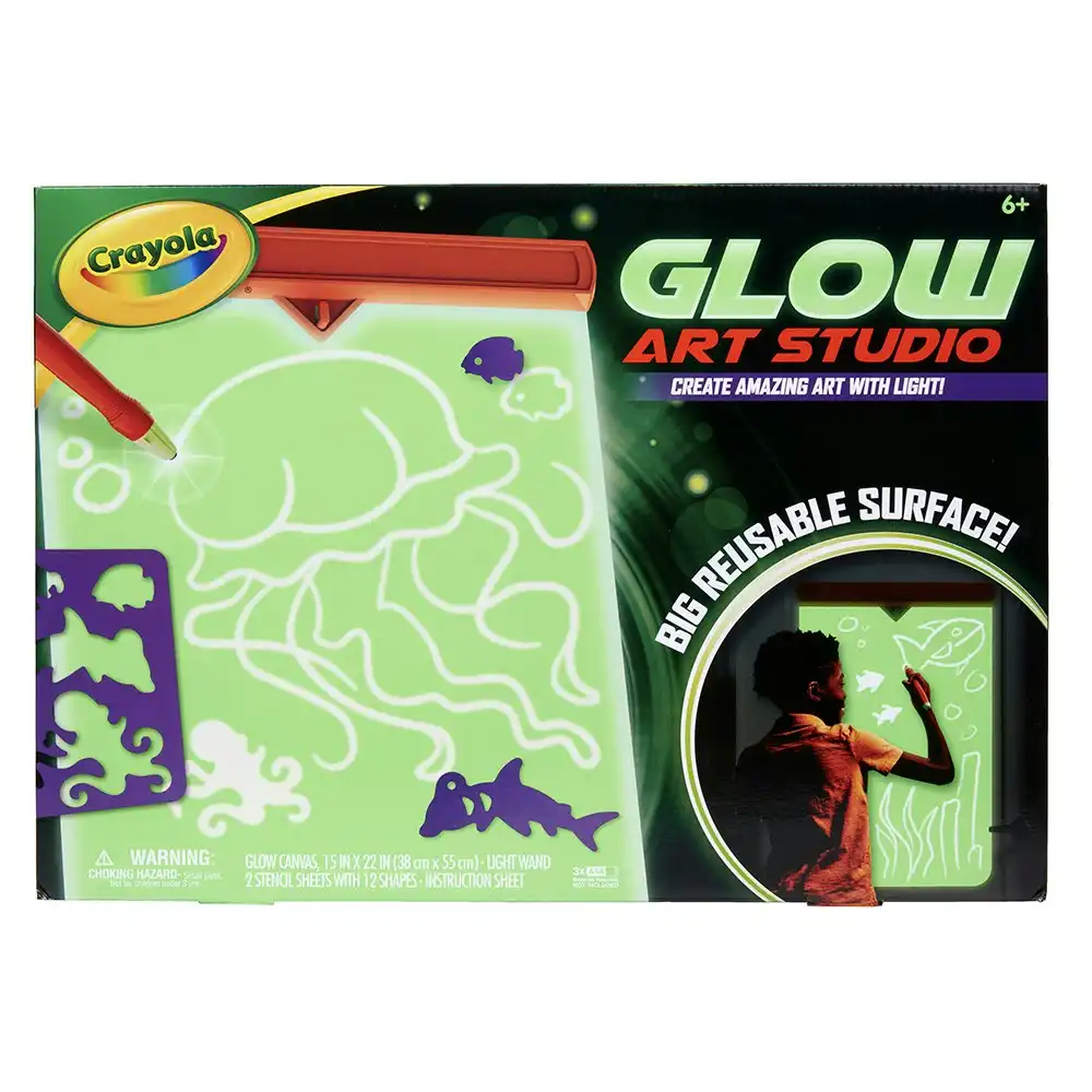 Crayola Kids/Childrens Creative Reusable Glow In The Dark Draw Art Studio 96m+
