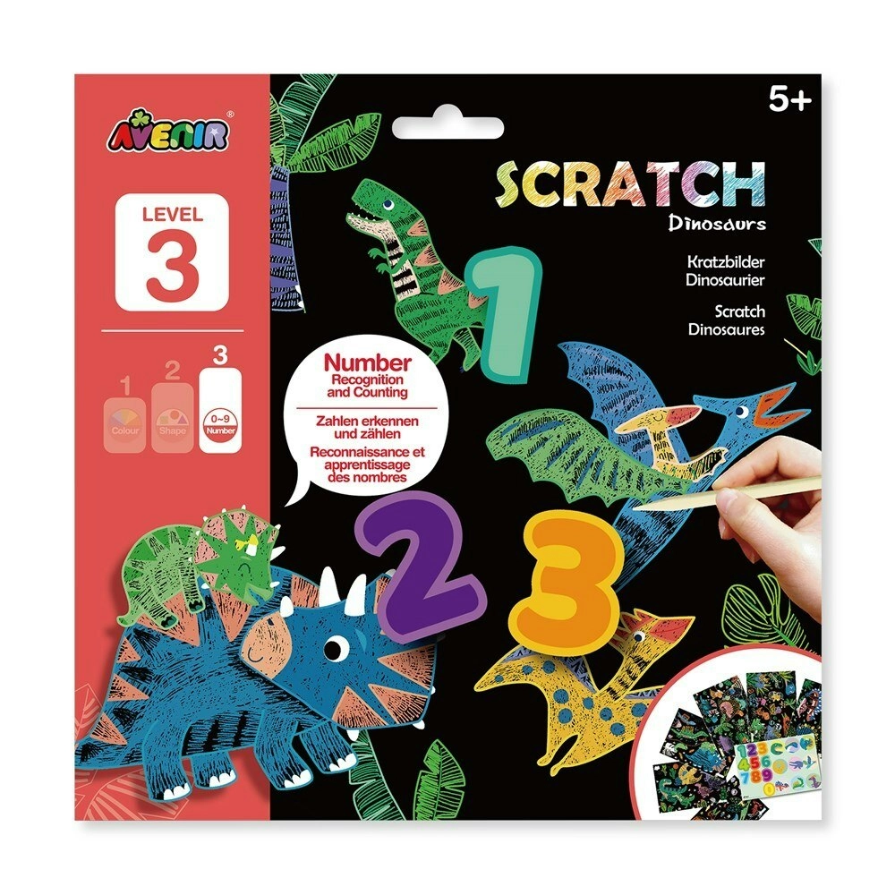 Avenir Scratch Dinosaurs Art/Craft Activity Numbers Kids/Children Fun Toy 5y+